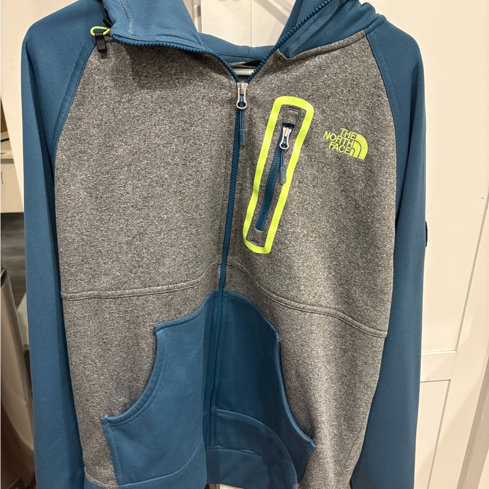The North Face Kids' Teal and Gray Hoodie Jacket